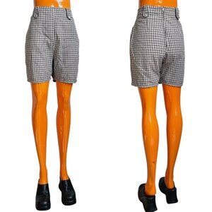 60s Vintage Highwaisted Plaid Shorts Ultra High Rise Metal Zip Grey Pattern.